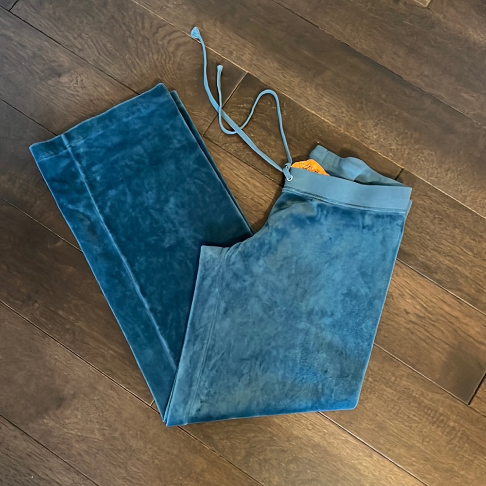 Juicy Couture Teal Blue Velour Track Pants